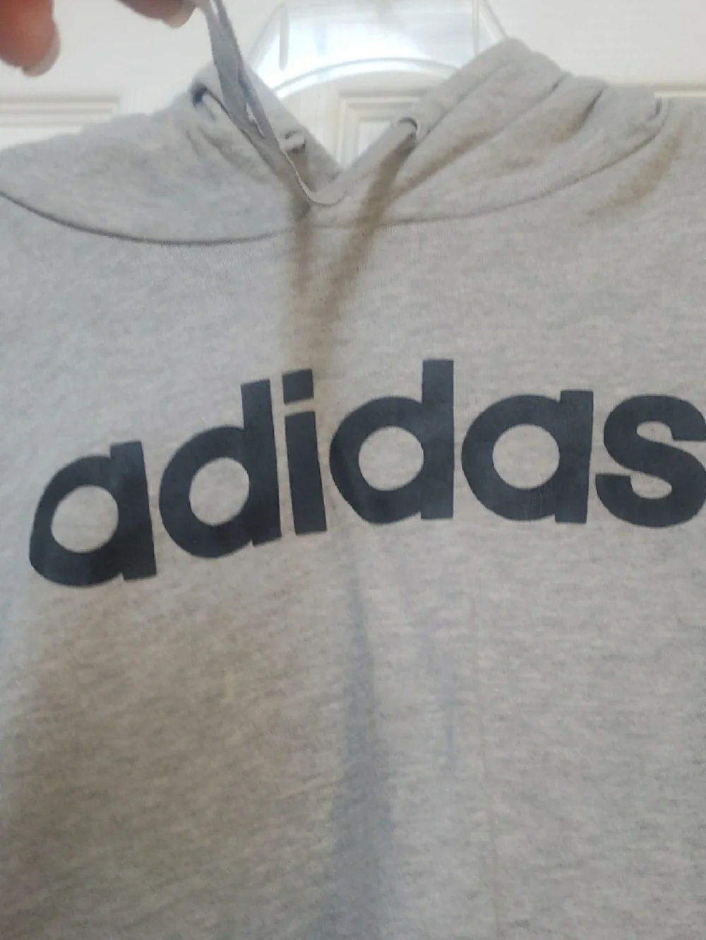 adidas Light Gray Pullover Hoodie with Black Logo